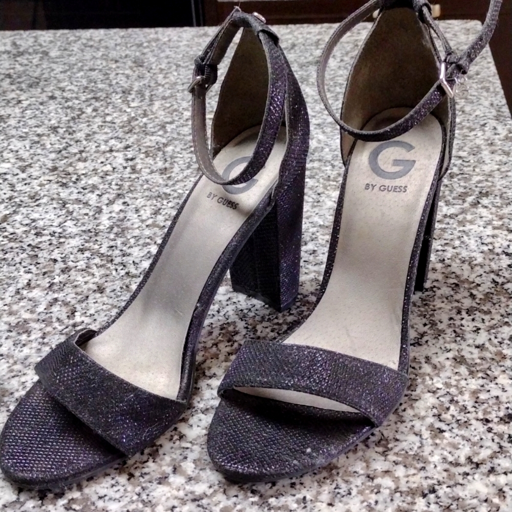 Guess black glitter heels size 9